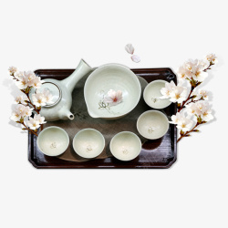 茶具促销背景茶具盘子装饰高清图片