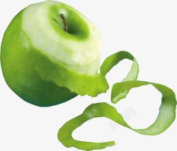 一颗苹果削皮的青苹果高清图片