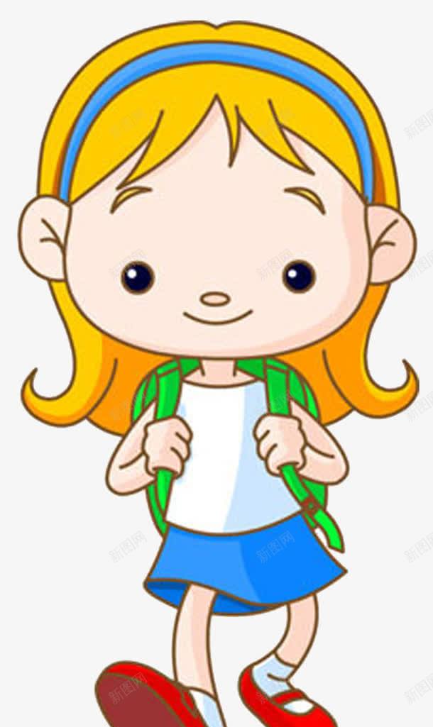 卡通背书包的小女孩png免抠素材_新图网 https://ixintu.com 人物素材 可爱卡通 小学生 背书包的小女孩