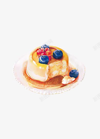 蛋糕png免抠素材_新图网 https://ixintu.com 布丁 手绘 甜点 美食 蓝莓 蛋糕 食物