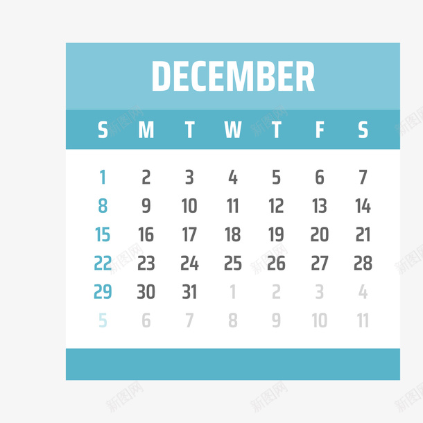 蓝白色2019年12月日历png图片免费下载 素材7zmwapuak 新图网