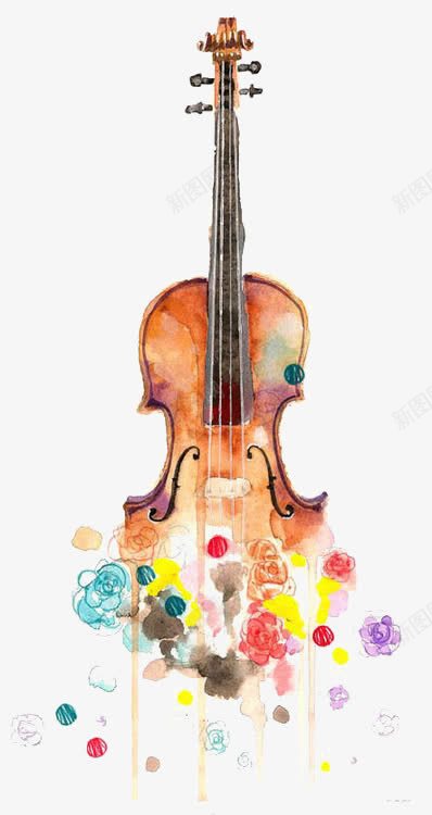 手绘小提琴png免抠素材_新图网 https://ixintu.com 乐器 小提琴图 平面小提琴 水彩小提琴 音乐 鲜花