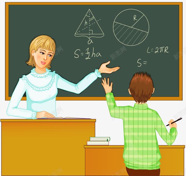 数学课堂png免抠素材_新图网 https://ixintu.com 举手 回答 学生 数学 老师 课堂