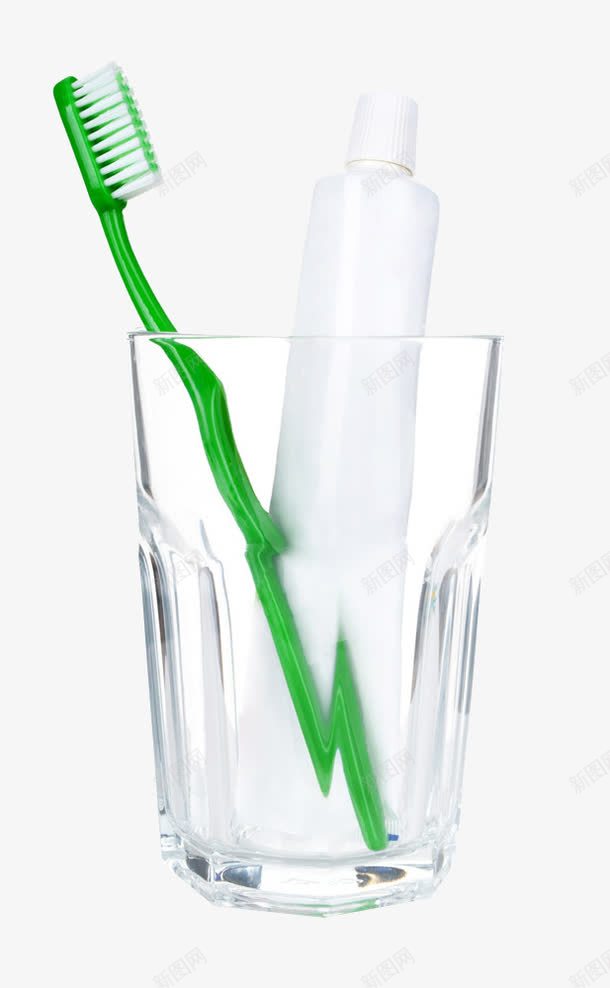 水杯牙膏png免抠素材_新图网 https://ixintu.com 洗漱用品 牙刷 玻璃杯子 绿色
