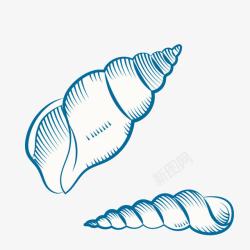 夏日海洋生物手绘蓝色海螺高清图片