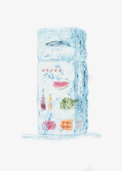 创意冰箱磁铁创意冰块中的水果高清图片