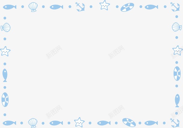 小鱼星星蓝色卡通边框png免抠素材_新图网 https://ixintu.com 卡通 太空边框 星星 蓝色 边框