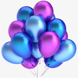 紫色绳子蓝气球高清图片