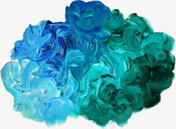 蓝色油漆刷子创意云朵油漆画高清图片