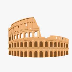 仿罗马建筑一幢淡黄色的罗马斗兽场矢量图高清图片