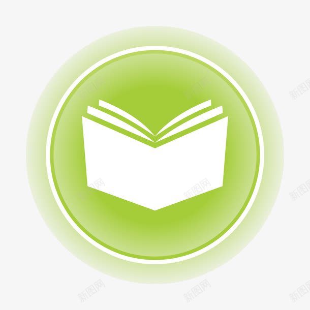 绿色渐变圆形书本LOGO图标png_新图网 https://ixintu.com logo书 书 书本 翻开的书