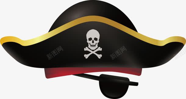 独眼海盗帽子png免抠素材_新图网 https://ixintu.com 海盗帽 独眼海盗 眼罩 矢量素材 黑色帽子