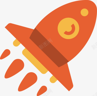 橙色卡通狗背景橙色火箭矢量图图标图标