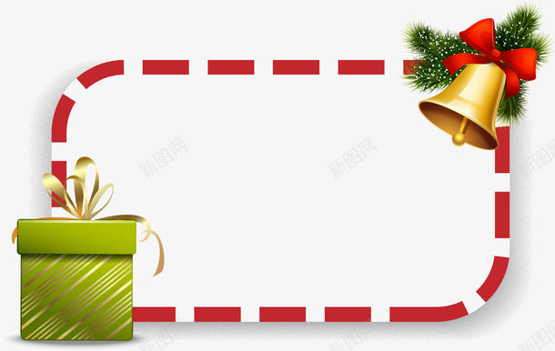 圣诞节日元素4png免抠素材_新图网 https://ixintu.com 圣诞 框 礼物 红色 铃铛