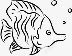 鱼类剪影线描小鱼高清图片