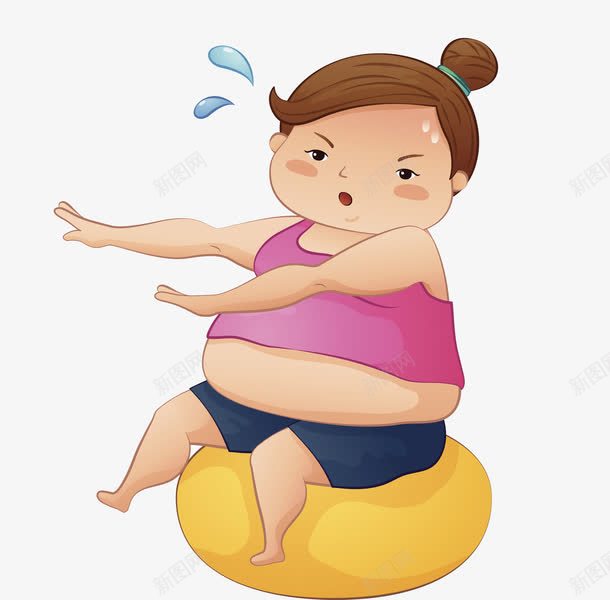 瑜伽球上运动的女孩png免抠素材_新图网 https://ixintu.com 为难 减肥 手绘 流汗 瘦身 简约 运动 锻炼