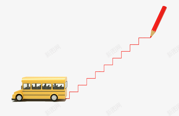 手绘校车红线绘制台阶png免抠素材_新图网 https://ixintu.com 上楼下梯 下楼 台阶 手绘 校车 楼梯 画笔 红色线条台阶 阶梯