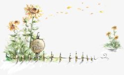 手绘韩式美景向日葵花朵美景素材