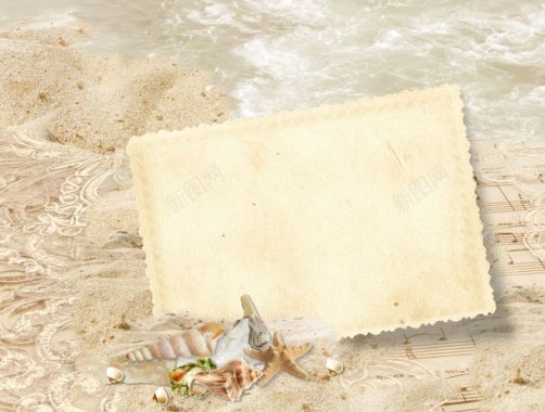 冰淇淋边框沙滩上的相册摄影图片