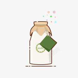 手绘卡通一瓶牛奶素材