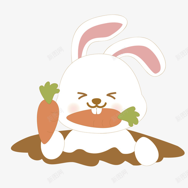 白色手绘兔子吃胡萝卜元素png免抠素材_新图网 https://ixintu.com 叶子 扁平化 手绘 植物 白色 线稿 美食 耳朵