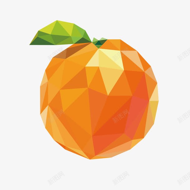 多边形橙子png免抠素材_新图网 https://ixintu.com 几何装饰 分块水果 多边形 橙色橙子 水粉静物 矢量素材 立体水果 色块层叠