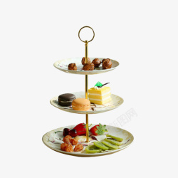 摆盘菜品三层欧式蛋糕托盘下午茶摆盘高清图片