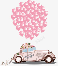 粉色气球粉色婚礼气球花车高清图片