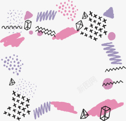 波浪笔刷粉色紫色手绘几何花纹高清图片