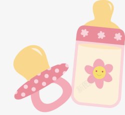 新生儿宽口奶瓶唯美奶嘴奶瓶卡通可爱婴儿用品设高清图片