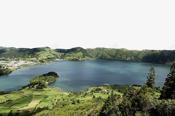 深绿色山水风景png免抠素材_新图网 https://ixintu.com 农田 山峦 山水 山水风景 湖水 湖泊 湖泊美景 绿色山水