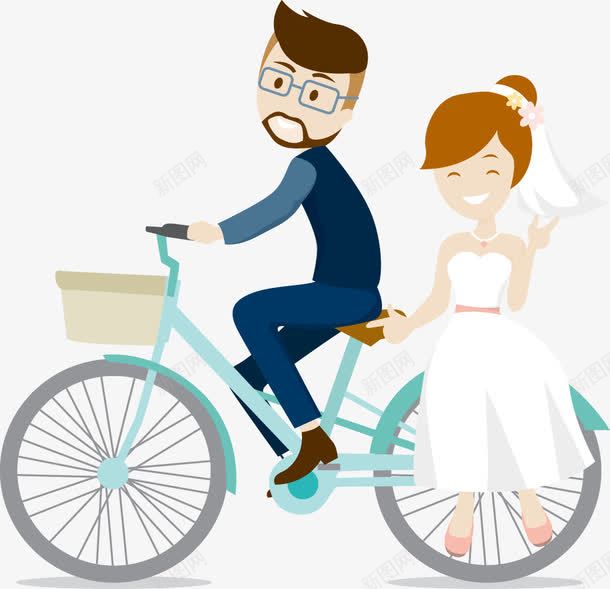 婚礼卡通骑自行车的人png免抠素材_新图网 https://ixintu.com 人物 卡通 婚礼 结婚 自行车