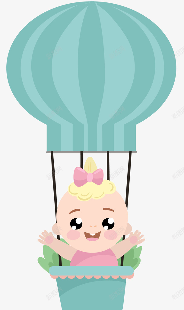 手绘卡通婴儿插画png免抠素材_新图网 https://ixintu.com 卡通手绘 婴儿 手绘插画 热气球 装饰图案