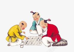 古人下棋下棋的孩子高清图片