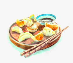 手绘煎饺和筷子素材