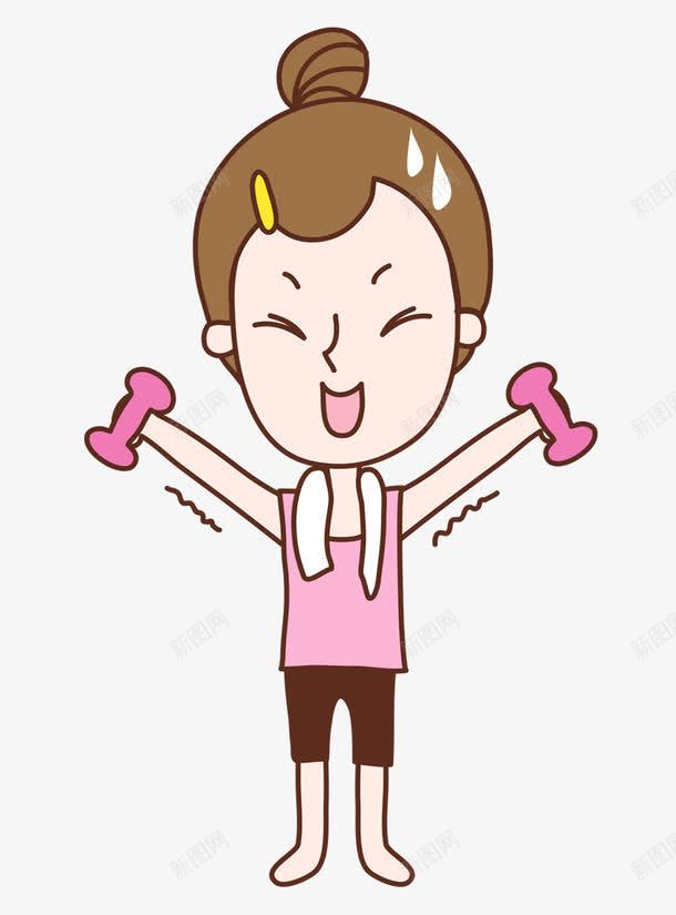 锻炼身体的女孩png免抠素材_新图网 https://ixintu.com 人物素材 减肥的女孩 卡通人物 卡通女孩 玩哑铃的女孩 运动的女孩