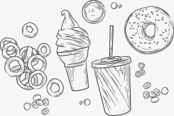 冰激凌零食手绘风快餐小零食矢量图高清图片