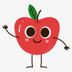 开心的水果手绘打招呼红色苹果矢量图高清图片