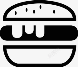 美食画作黑白汉堡图标高清图片