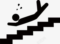 跌倒的小人楼梯注意小心摔倒图标高清图片