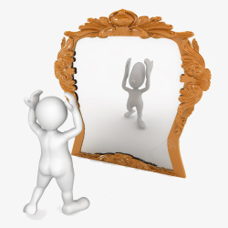 花纹镜白色小人照镜子简图高清图片
