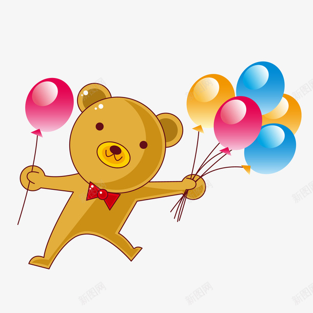 拿着气球的小熊png免抠素材_新图网 https://ixintu.com 动物设计 卡通 小熊 拿着气球 棕熊