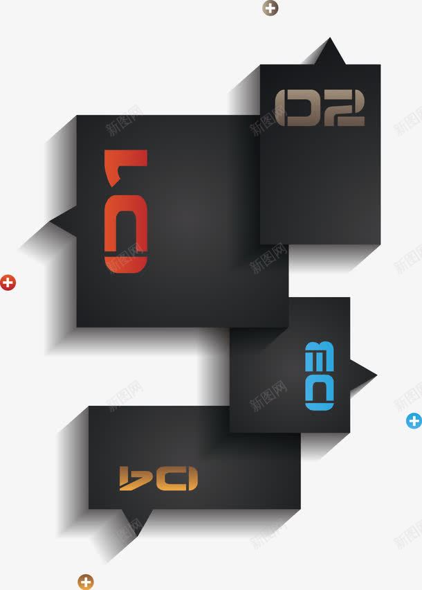 黑色文本框png免抠素材_新图网 https://ixintu.com 数字 文本框 黑色标题框