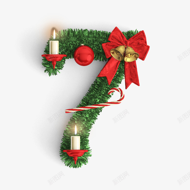 数字7圣诞节主题植物png免抠素材_新图网 https://ixintu.com 圣诞树 圣诞植物 圣诞节 圣诞节快乐 圣诞节糖果 数字 蜡烛 蝴蝶结 铃铛