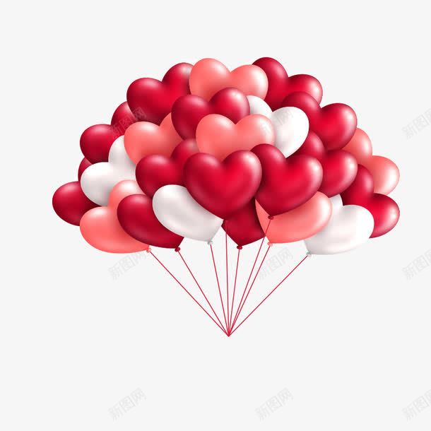 一簇爱心气球png免抠素材_新图网 https://ixintu.com 一簇气球 多个气球 气球 爱心气球 红色气球