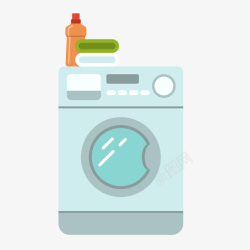 洗衣服场景卡通扁平化洗衣机矢量图高清图片