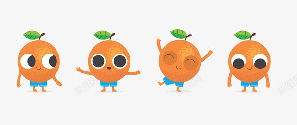 可爱表情橙子png免抠素材_新图网 https://ixintu.com 卡通橙子 卡通水果 新奇士橙 橘子 橘子小人 背景装饰