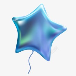 五彩星星手绘蓝色质感星星气球高清图片