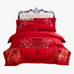 四件套家纺红色喜庆床上用品高清图片
