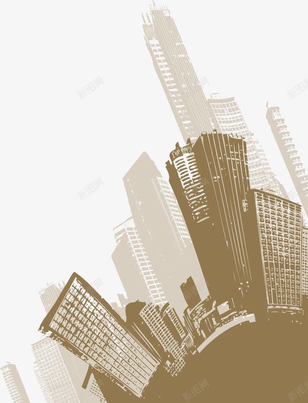 右下角棕色弧线形城市建筑素png免抠素材_新图网 https://ixintu.com 地球弧线形 城市 建筑 素材 装饰素材